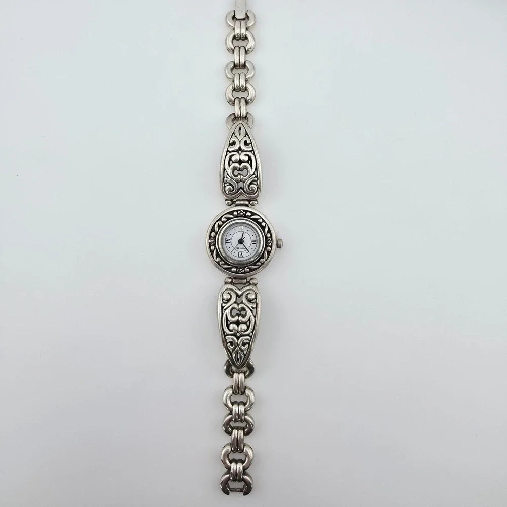 BRIGHTON 'Hollywood' Watch Ornate Open Scrollwork Silver Plate 7